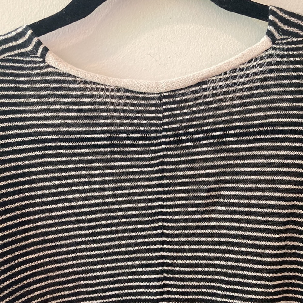 Ann Taylor LOFT Black White Red Striped Short Sleeve Linen lightweight Duster XL - Picture 7 of 8